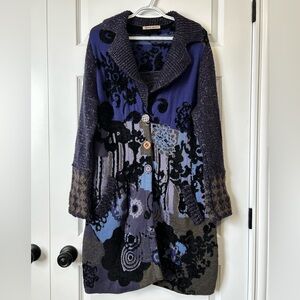 Aldo Martins Wool Alpaca Boho Artisan Knit Long Cardigan